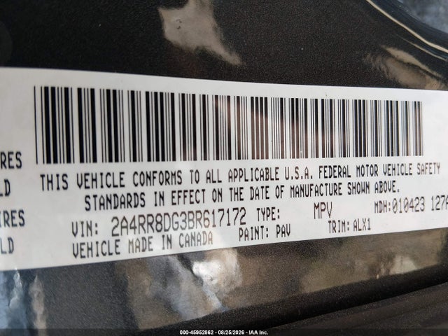 45952862 :رقم المزاد ، 2A4RR8DG3BR617172 vin ، 2011 Chrysler Town & Country Touring-l مزاد بيع