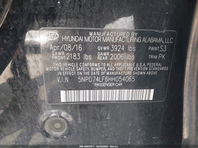 Продаж на аукціоні авто 2017 Hyundai Elantra Se, vin: 5NPD74LF6HH054065, номер лоту: 45952871