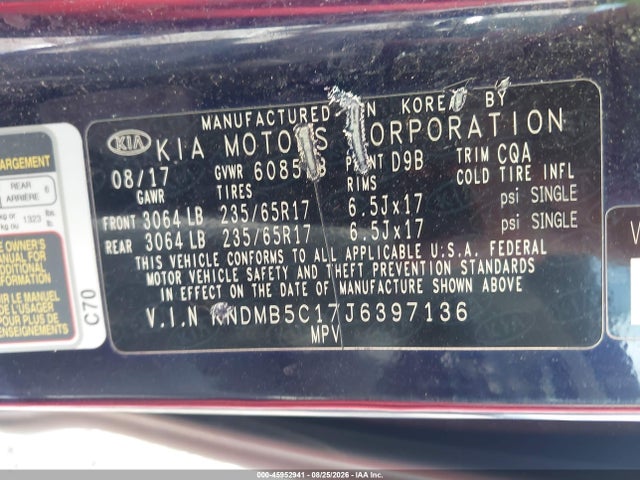 Продаж на аукціоні авто 2018 Kia Sedona Lx, vin: KNDMB5C17J6397136, номер лоту: 45952941