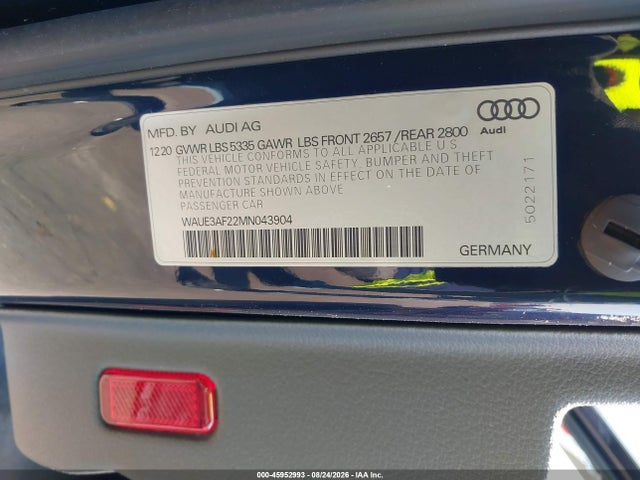 2021 Audi A6 Premium Plus 45 Tfsi Quattro S Tronic მანქანა იყიდება აუქციონზე, vin: WAUE3AF22MN043904, აუქციონის ნომერი: 45952993