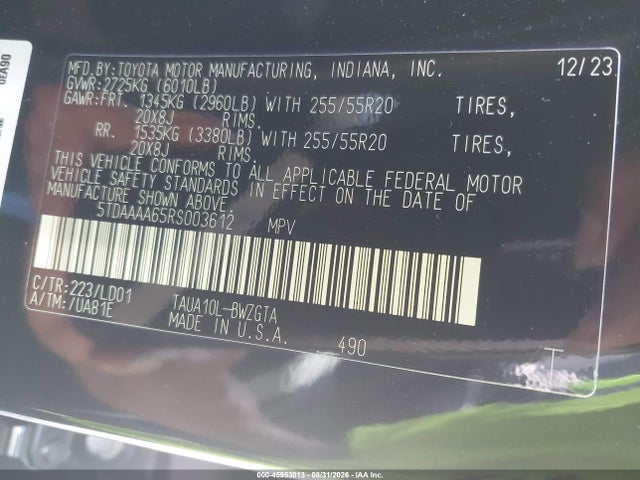 Продажа на аукционе авто 2024 Lexus Tx 350 Luxury, vin: 5TDAAAA65RS003612, номер лота: 45953013