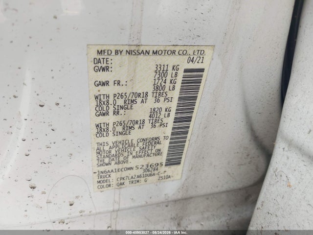 1N6AA1EC0MN523695 Nissan Titan S 4x4