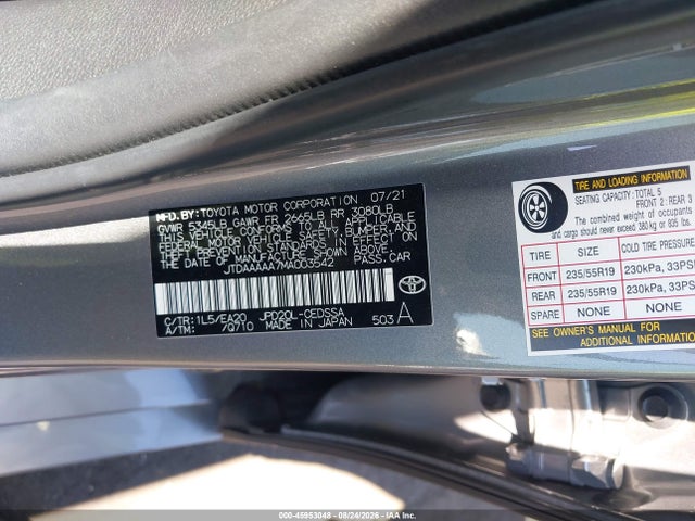Toyota Mirai Xle 2021 JTDAAAAA7MA003542 Image 9