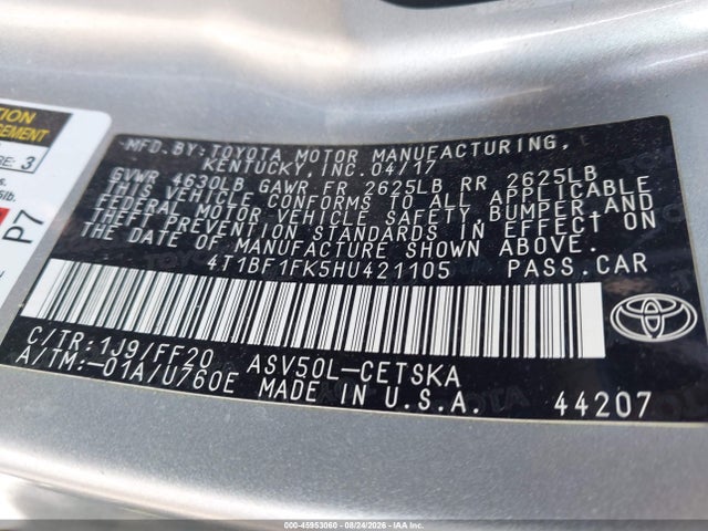 4T1BF1FK5HU421105 Toyota CAMRY SE