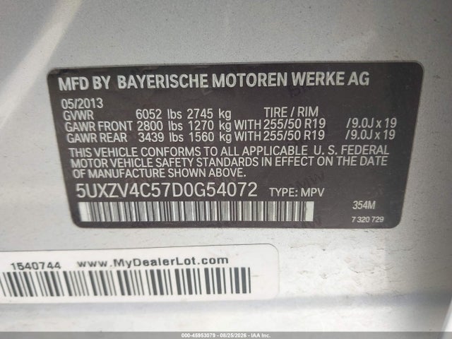 2013 Bmw X5 Xdrive35i/xdrive35i Premium/xdrive35i Sport Activity მანქანა იყიდება აუქციონზე, vin: 5UXZV4C57D0G54072, აუქციონის ნომერი: 45953079