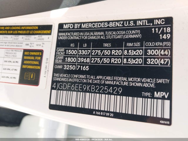 4JGDF6EE9KB225429 Mercedes-Benz Gls 450 4matic