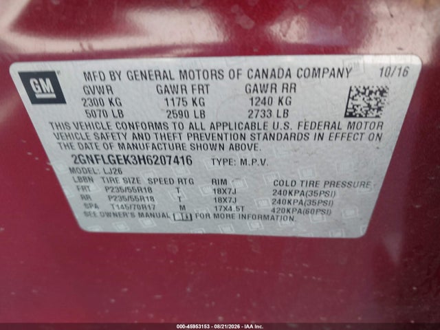 Chevrolet Equinox Premier 2017 2GNFLGEK3H6207416 Image 9