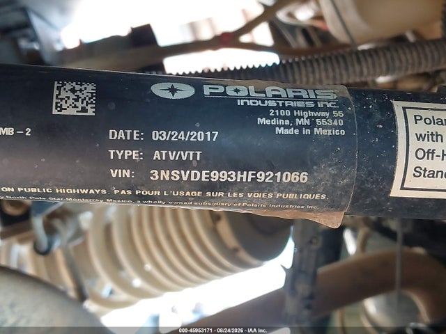 3NSVDE993HF921066 Polaris Rzr Xp 1000 Eps