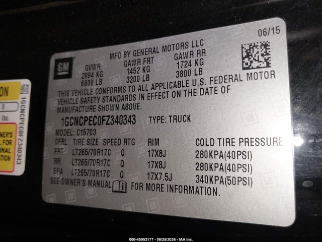 Chevrolet Silverado 1500 Wt 2015 1GCNCPEC0FZ340343 Image 9