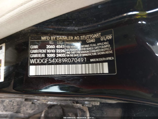 Aukcja sprzedaży 2009 Mercedes-benz C-class 3.0l Luxury, vin: WDDGF54X89R070491, numer aukcji: 45953235
