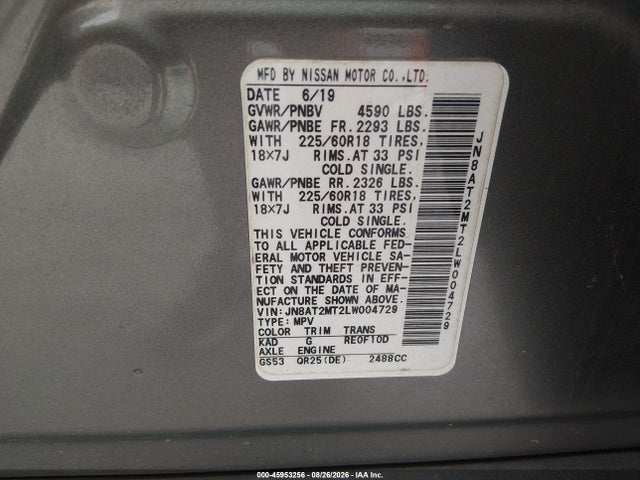 JN8AT2MT2LW004729 Nissan Rogue Sv Fwd