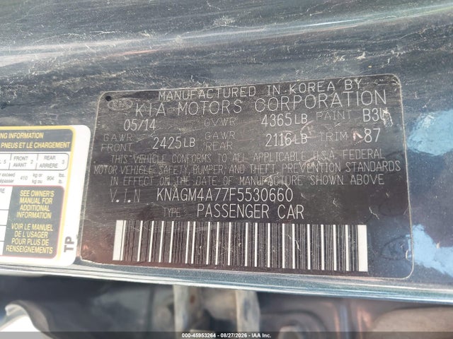 Aukcja sprzedaży 2015 Kia Optima Lx, vin: KNAGM4A77F5530660, numer aukcji: 45953264