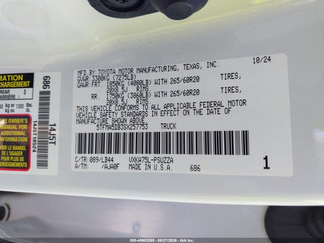 5TFMA5DB3SX257753 Toyota Tundra 1794 Edition