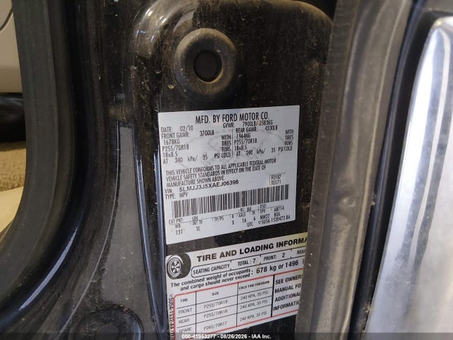 45953277 :رقم المزاد ، 5LMJJ3J5XAEJ06398 vin ، 2010 Lincoln Navigator L مزاد بيع