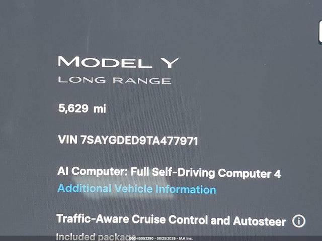 Продаж на аукціоні авто 2026 Tesla Model Y Premium/rear-wheel Drive, vin: 7SAYGDED9TA477971, номер лоту: 45953280