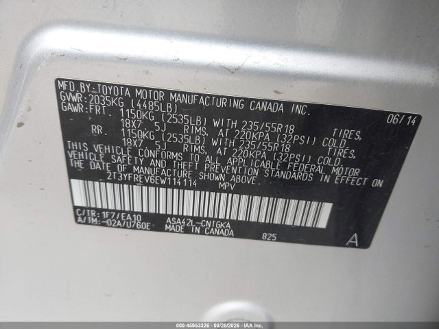 Toyota Rav4 Limited 2014 2T3YFREV6EW114114 Image 9
