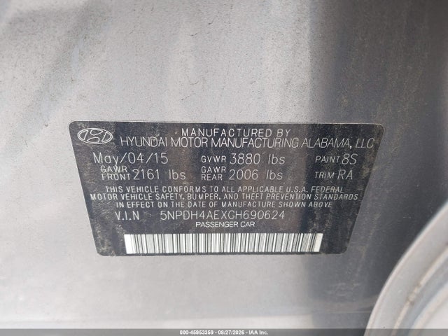Aukcja sprzedaży 2016 Hyundai Elantra Se, vin: 5NPDH4AEXGH690624, numer aukcji: 45953359