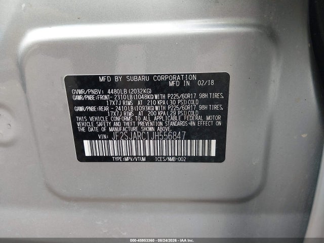 Продажа на аукционе авто 2018 Subaru Forester 2.5i Limited, vin: JF2SJARC1JH556847, номер лота: 45953360