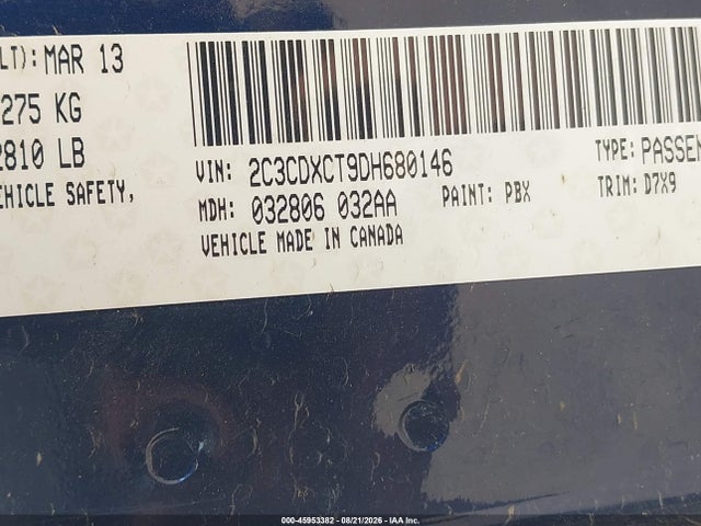 2013 Dodge Charger R/t მანქანა იყიდება აუქციონზე, vin: 2C3CDXCT9DH680146, აუქციონის ნომერი: 45953382