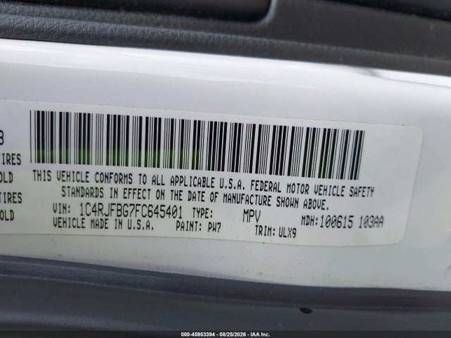 45953394 :رقم المزاد ، 1C4RJFBG7FC645401 vin ، 2015 Jeep Grand Cherokee Limited مزاد بيع