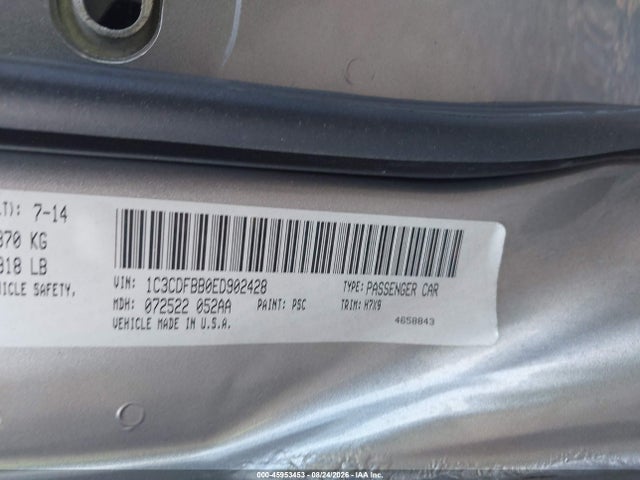 45953453 :رقم المزاد ، 1C3CDFBB0ED902428 vin ، 2014 Dodge Dart Sxt مزاد بيع