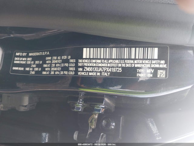 Aukcja sprzedaży 2023 Maserati Levante Gt, vin: ZN661XUA7PX419725, numer aukcji: 45953472