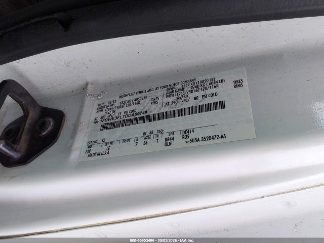 2013 Ford E-350 Cutaway მანქანა იყიდება აუქციონზე, vin: 1FDWE3FL7DDA59748, აუქციონის ნომერი: 45953486