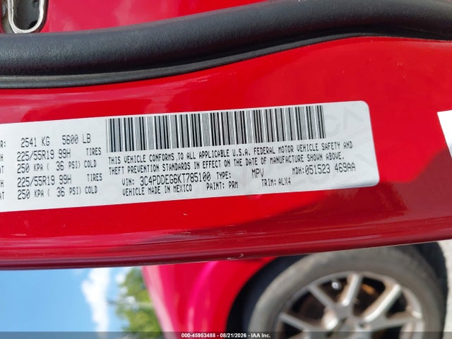 Aukcja sprzedaży 2019 Dodge Journey Gt Awd, vin: 3C4PDDEG6KT785100, numer aukcji: 45953488