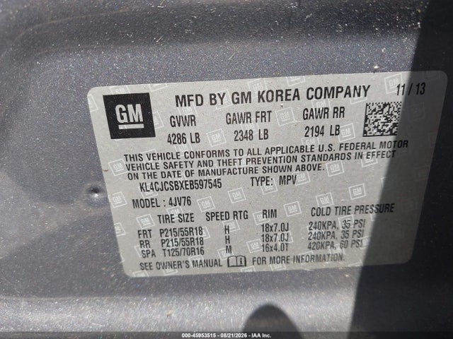 KL4CJCSBXEB597545 Buick Encore Leather