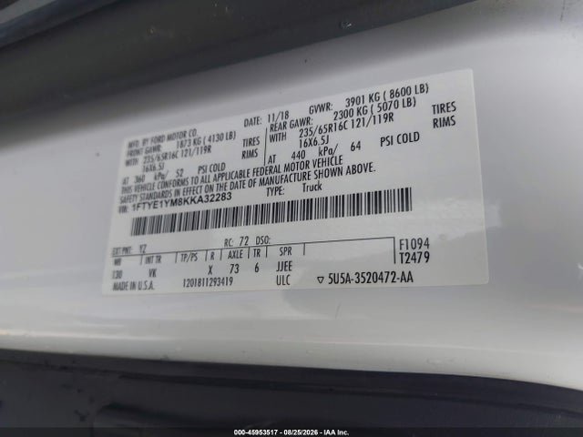1FTYE1YM8KKA32283 Ford Transit-150
