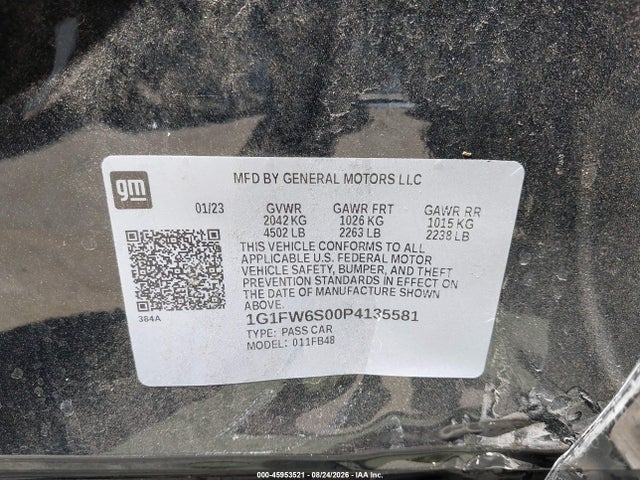 1G1FW6S00P4135581 Chevrolet Bolt Ev Fwd 1lt