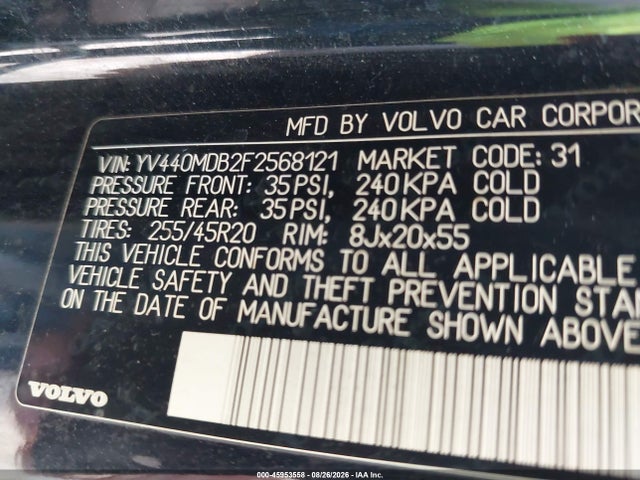 Продаж на аукціоні авто 2015 Volvo Xc60 T5 Premier, vin: YV440MDB2F2568121, номер лоту: 45953558