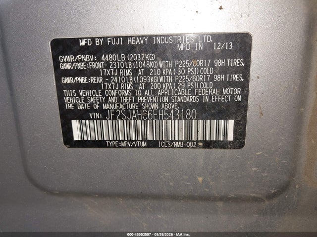 Subaru Forester 2.5i Limited 2014 JF2SJAHC6EH543180 Image 9