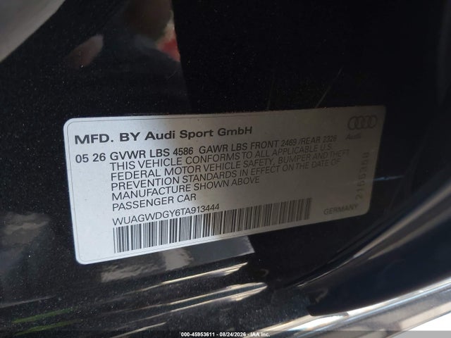 45953611 :رقم المزاد ، WUAGWDGY6TA913444 vin ، 2026 Audi Rs 3 Tfsi Quattro S Tronic مزاد بيع