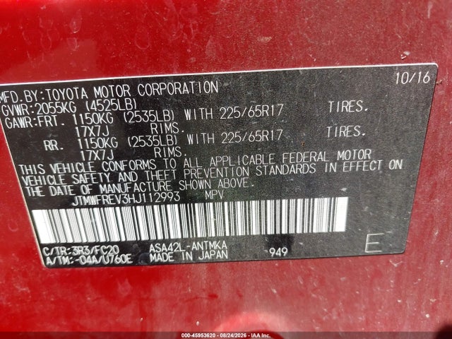 JTMWFREV3HJ112993 Toyota Rav4 Xle
