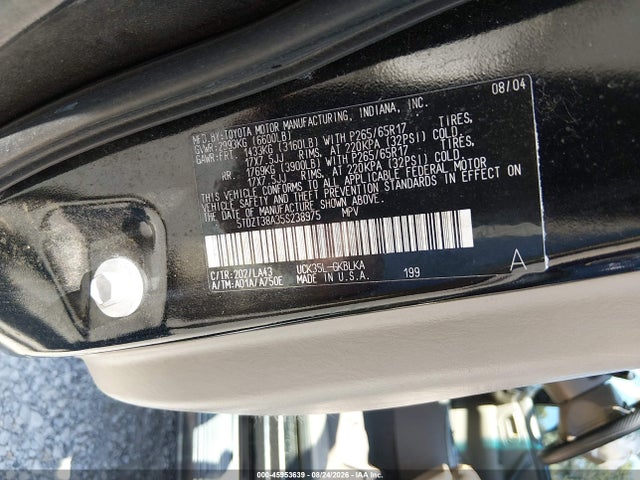 2005 Toyota Sequoia Limited V8 მანქანა იყიდება აუქციონზე, vin: 5TDZT38A35S238975, აუქციონის ნომერი: 45953639