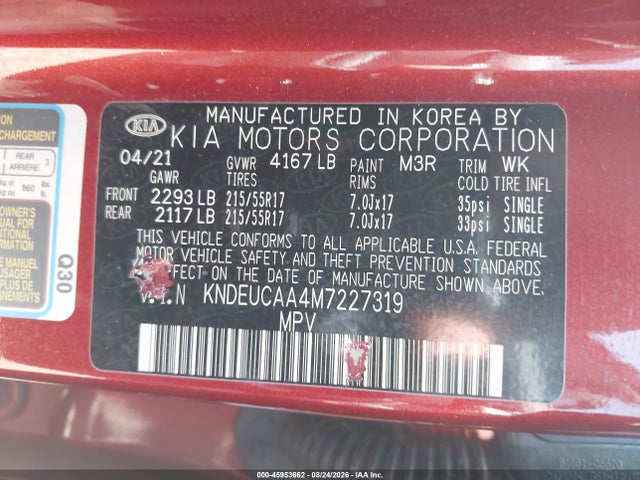 Продажа на аукционе авто 2021 Kia Seltos S, vin: KNDEUCAA4M7227319, номер лота: 45953662