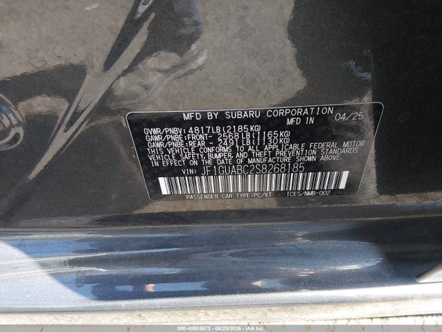 Subaru Impreza Base 5-door 2025 JF1GUABC2S8268185 Image 9