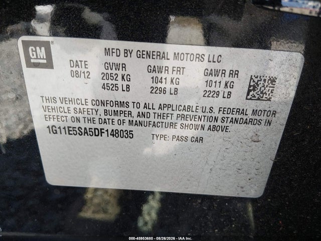 Продаж на аукціоні авто 2013 Chevrolet Malibu 2lt, vin: 1G11E5SA5DF148035, номер лоту: 45953680