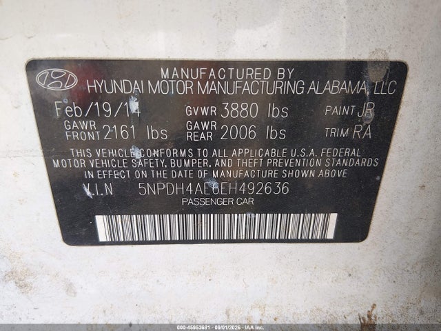 Hyundai ELANTRA SE 2014 5NPDH4AE6EH492636 Image 9