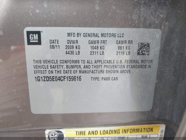 45953706 :رقم المزاد ، 1G1ZD5E04CF159616 vin ، 2012 Chevrolet Malibu 2lt مزاد بيع