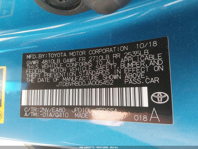 JTDBVRBD0JA005452 Toyota Mirai