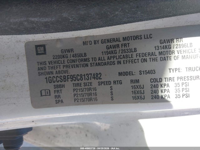 Продаж на аукціоні авто 2012 Chevrolet Colorado Work Truck, vin: 1GCCSBF95C8137482, номер лоту: 45953728