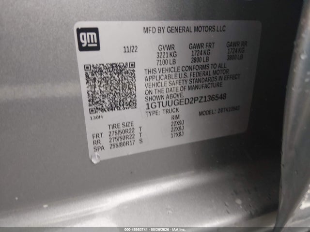 Aukcja sprzedaży 2023 Gmc Sierra 1500 4wd  Short Box Denali, vin: 1GTUUGED2PZ136548, numer aukcji: 45953741