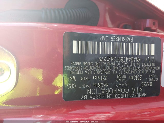 Auction sale of the 2026 Kia K5 Gt, vin: KNAG44J89T5421279, lot number: 45953749
