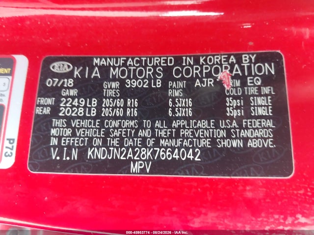 Aukcja sprzedaży 2019 Kia Soul, vin: KNDJN2A28K7664042, numer aukcji: 45953774
