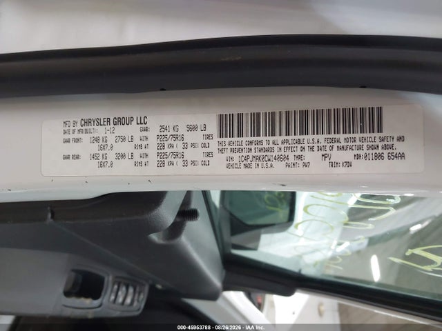 Aukcja sprzedaży 2012 Jeep Liberty Sport, vin: 1C4PJMAK0CW140604, numer aukcji: 45953788