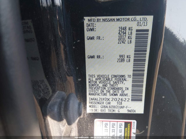 Продажа на аукционе авто 2013 Nissan Altima 2.5 S, vin: 1N4AL2EP2DC202622, номер лота: 45953800