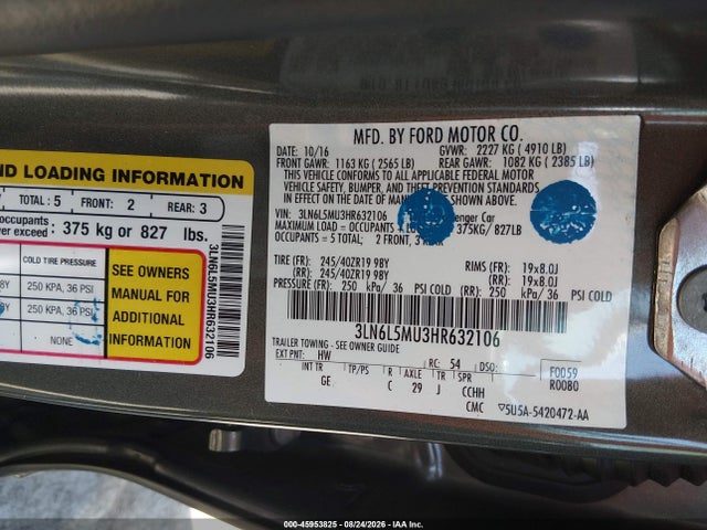 Продажа на аукционе авто 2017 Lincoln Mkz Hybrid Reserve, vin: 3LN6L5MU3HR632106, номер лота: 45953825
