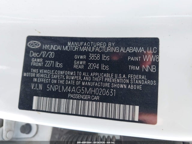 Продаж на аукціоні авто 2021 Hyundai Elantra Sel, vin: 5NPLM4AG5MH020631, номер лоту: 45953844